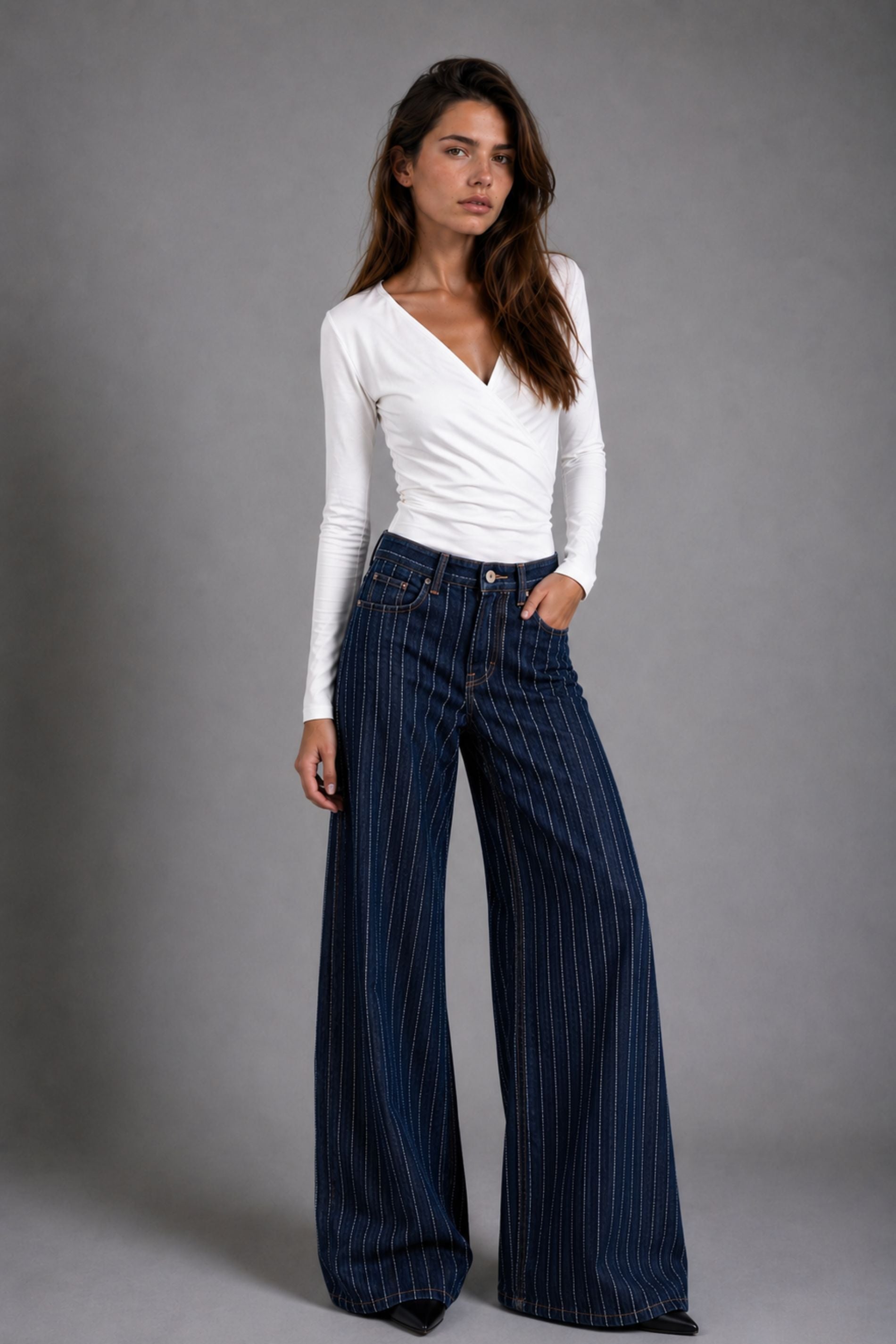JEANS WIDE LEG JOSEFA RAYAS TIRO BAJO azul r