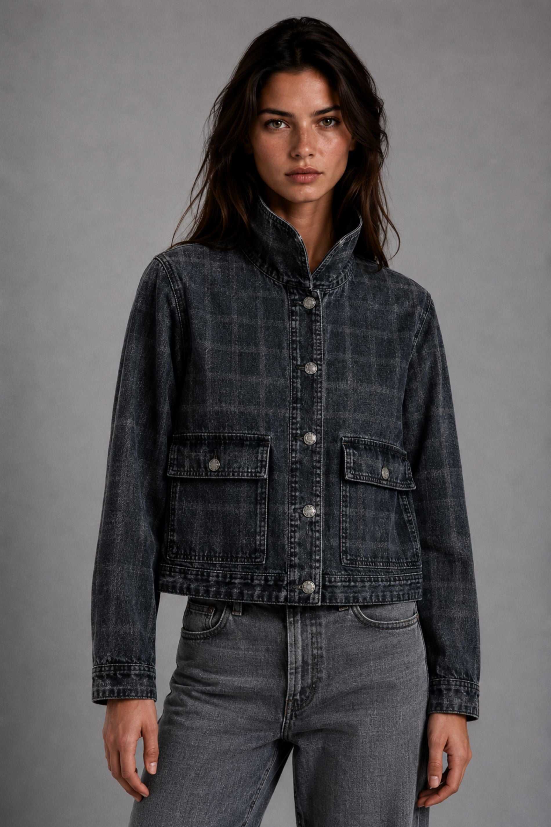 CHAQUETA TESSA CHECKS marengo