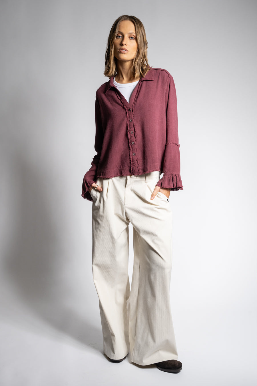 BLUSA SOLE Lino burdeo
