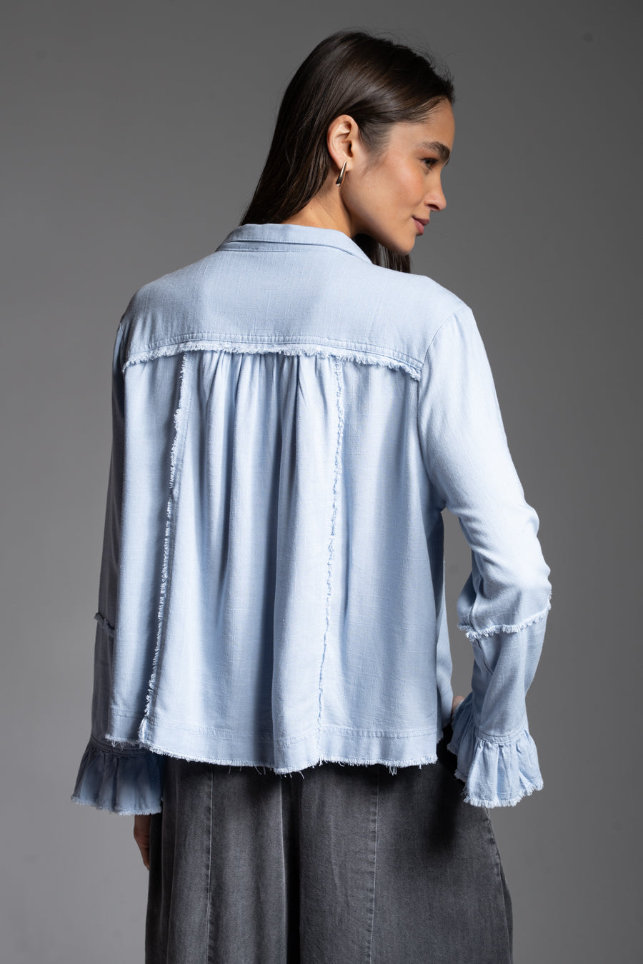 BLUSA SOLE Lino celeste