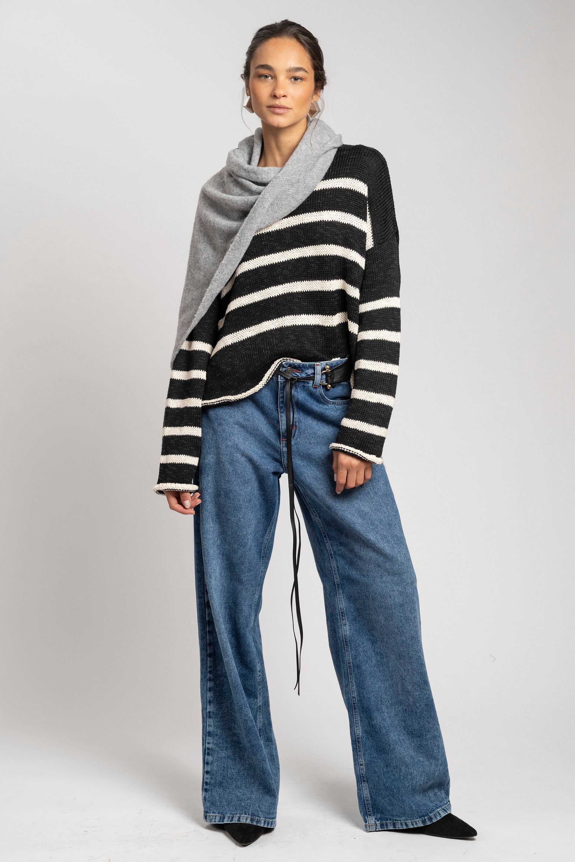 CHALECO BREDA negro/crudo