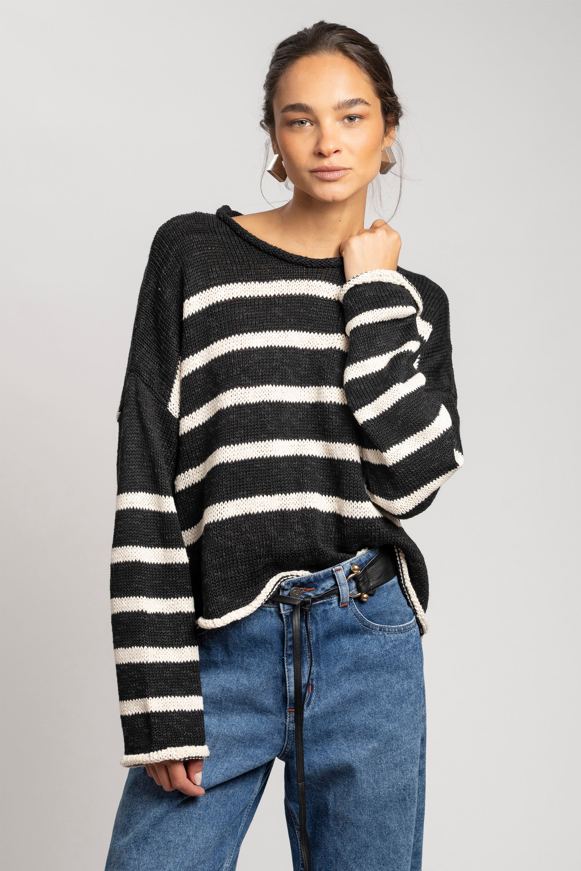 CHALECO BREDA negro/crudo