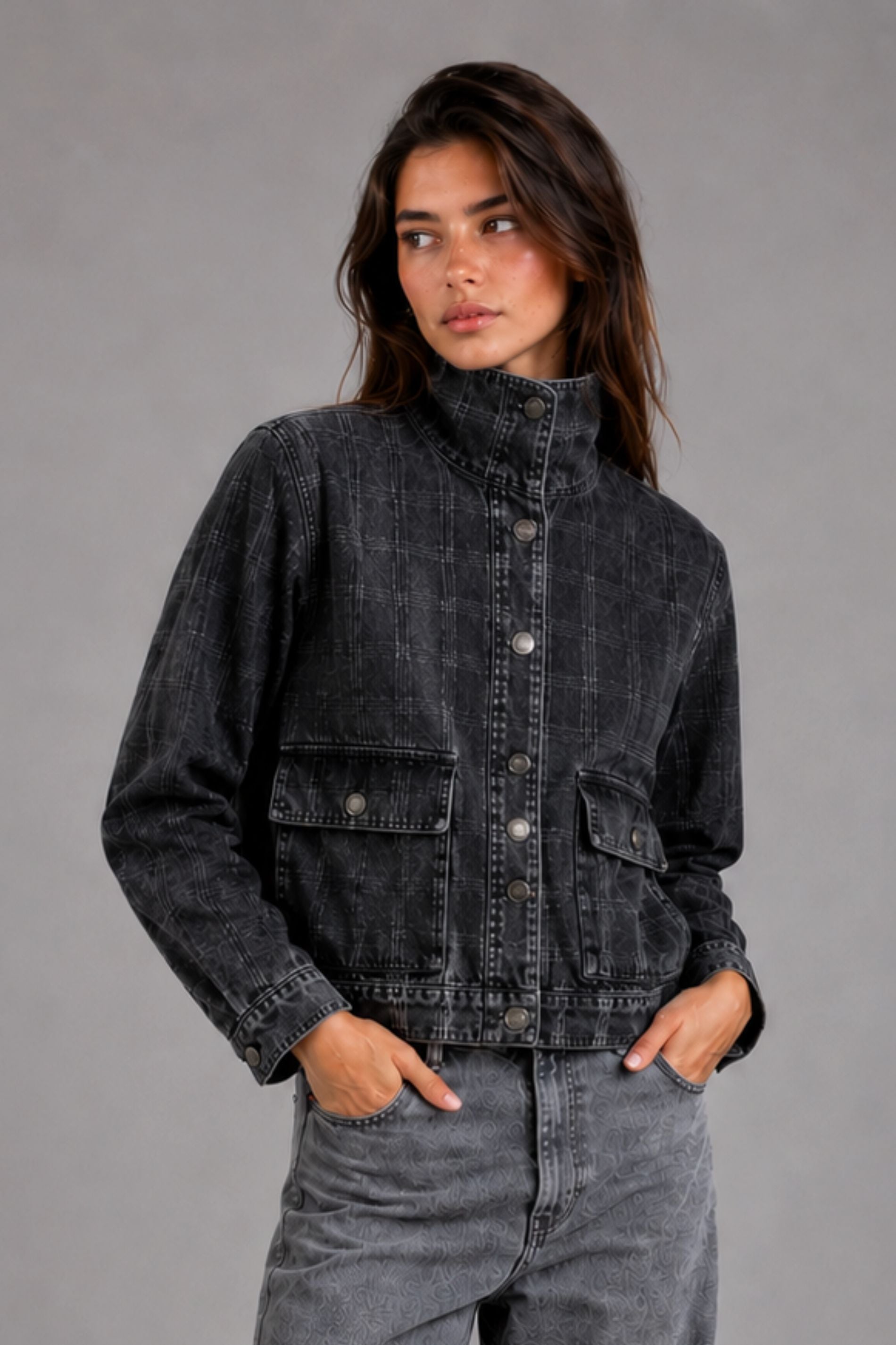 CHAQUETA TESSA CHECKS marengo
