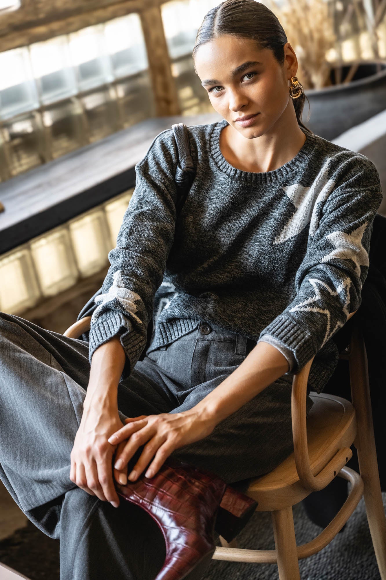 CHALECO ESTRELLAS marengo/gris