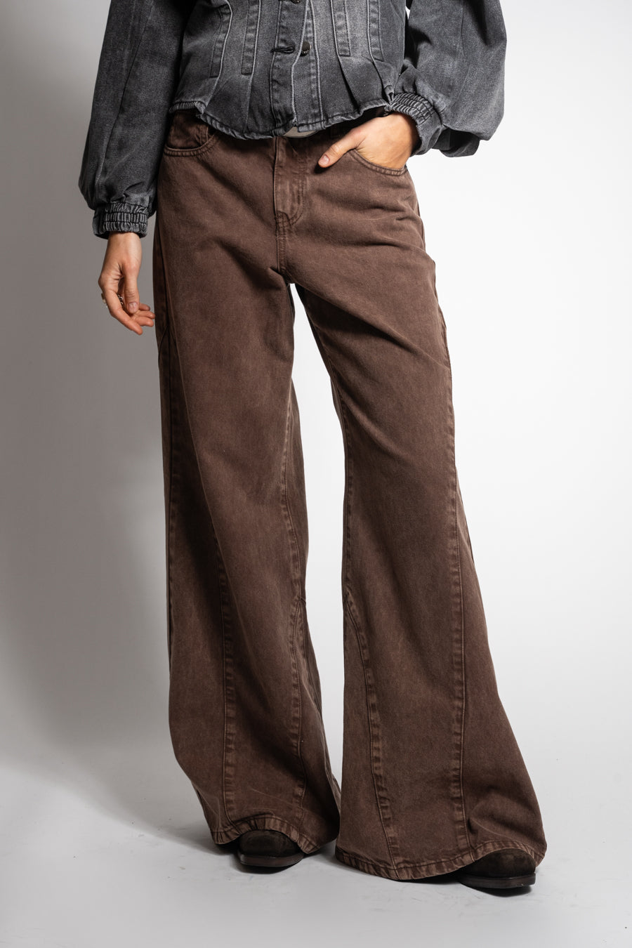 JEANS PALAZZO TIRO ALTO BERNARDA café
