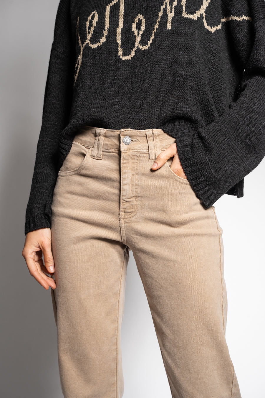 JEANS RECTO TIRO ALTO FRANCA beige