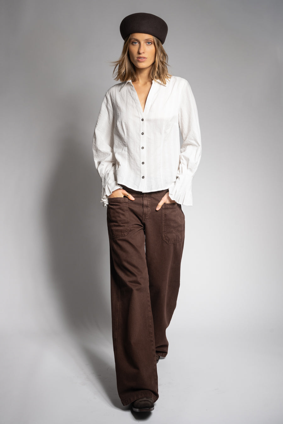 JEANS WIDE LEG TIRO ALTO TALI chocolate
