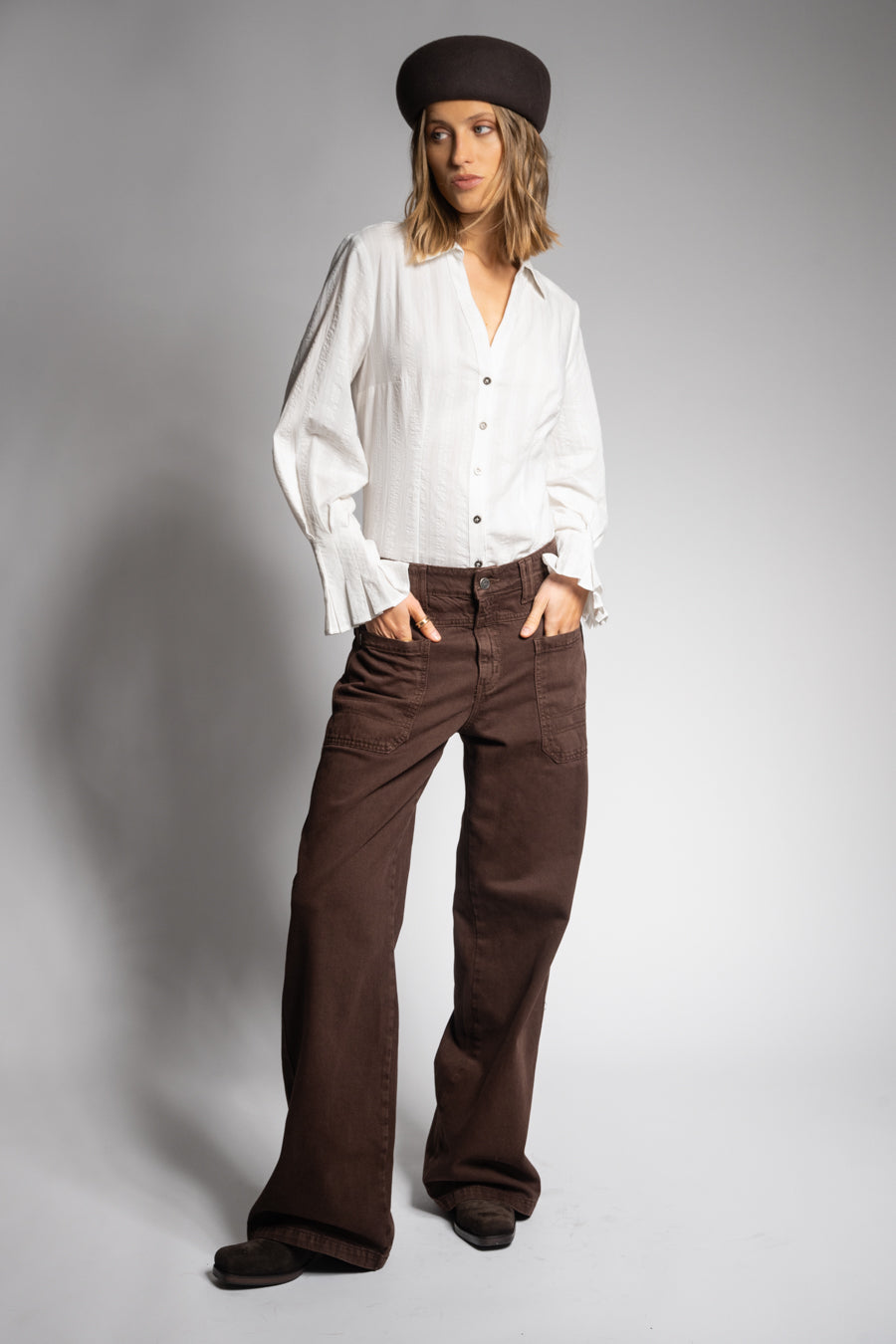 JEANS WIDE LEG TIRO ALTO TALI chocolate