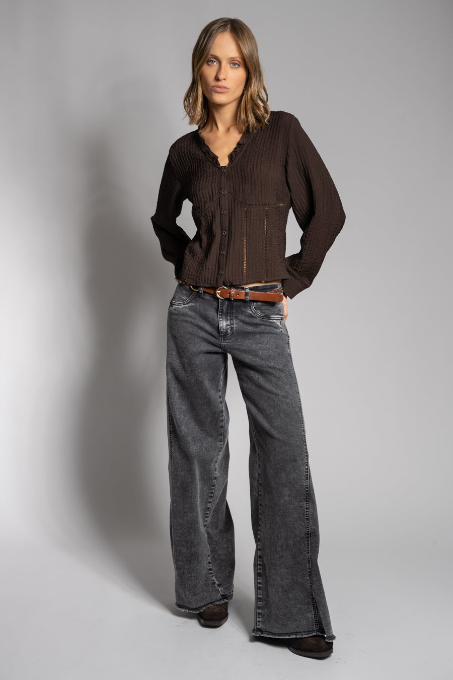 JEANS PALAZZO TIRO MEDIO ANNA gris gravillado