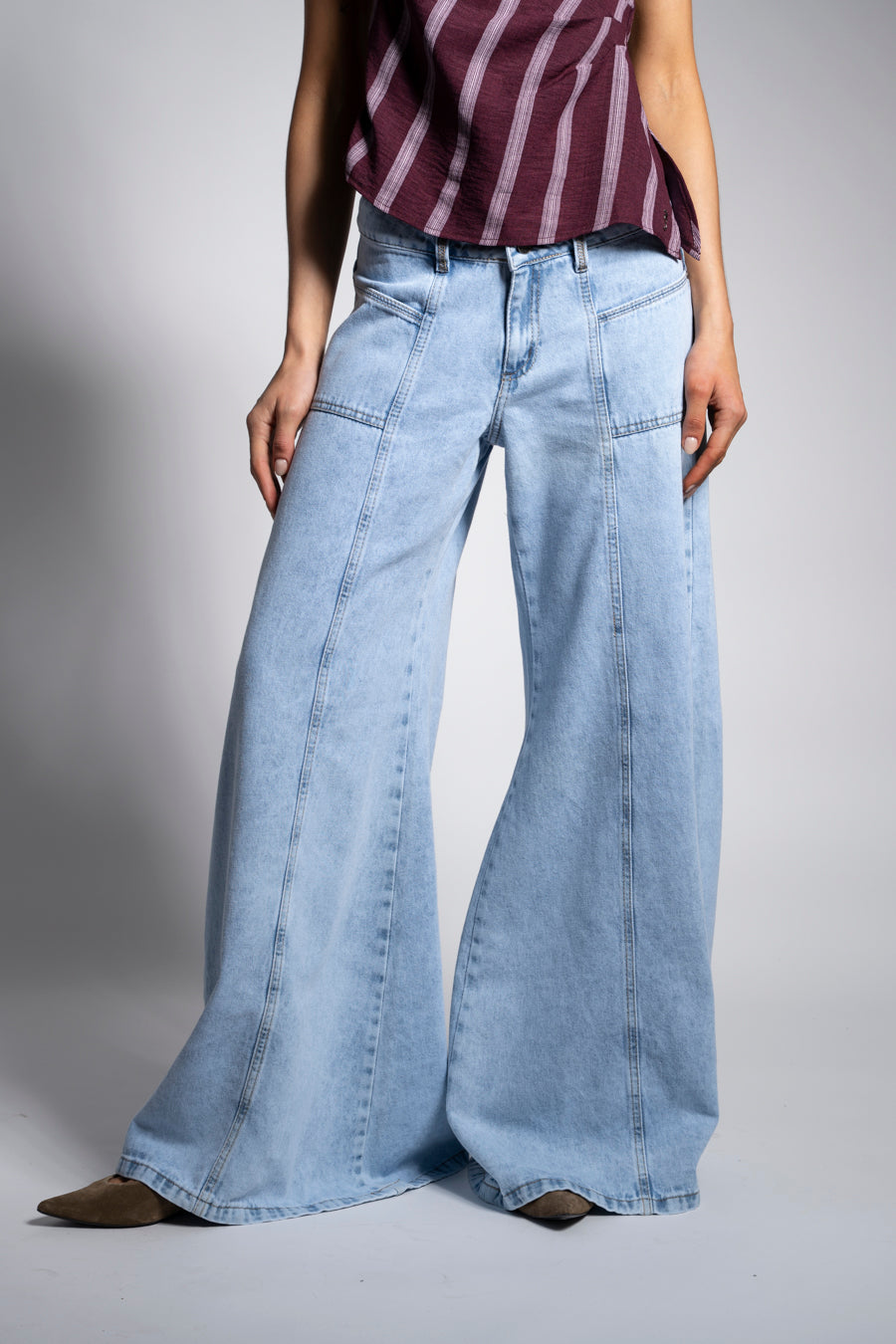 JEANS PALAZZO TIRO MEDIO ARIANNA I celeste