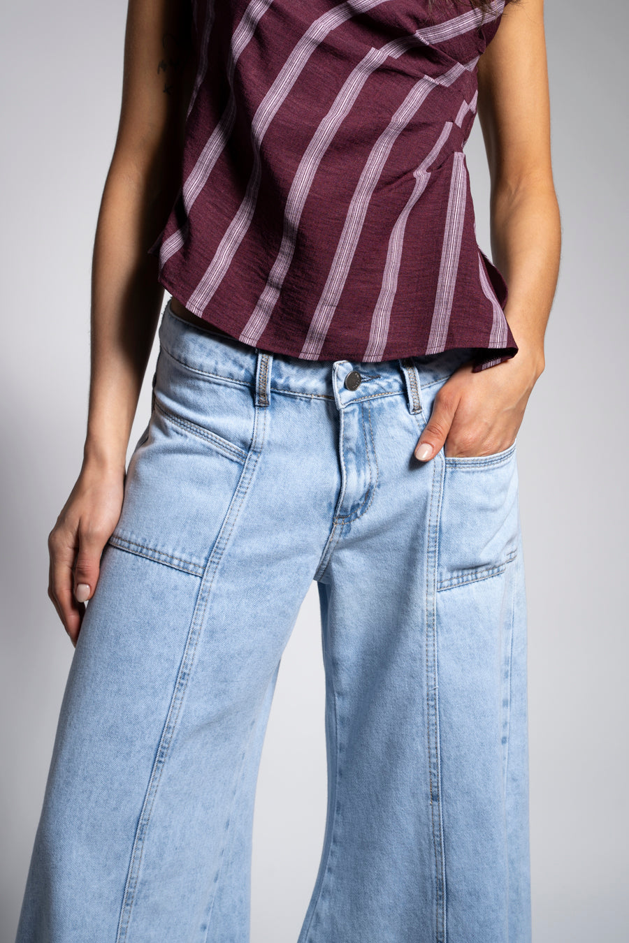 JEANS PALAZZO TIRO MEDIO ARIANNA I celeste