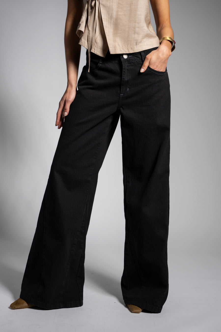 JEANS MUJER PALAZZO TIRO ALTO BERNARDA negro