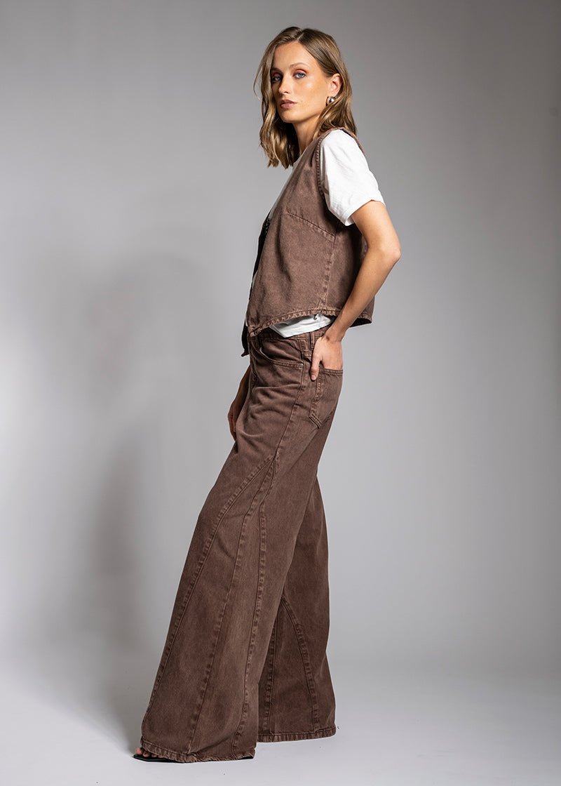 JEANS PALAZZO TIRO ALTO BERNARDA café