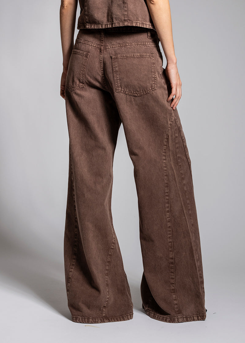 JEANS PALAZZO TIRO ALTO BERNARDA café