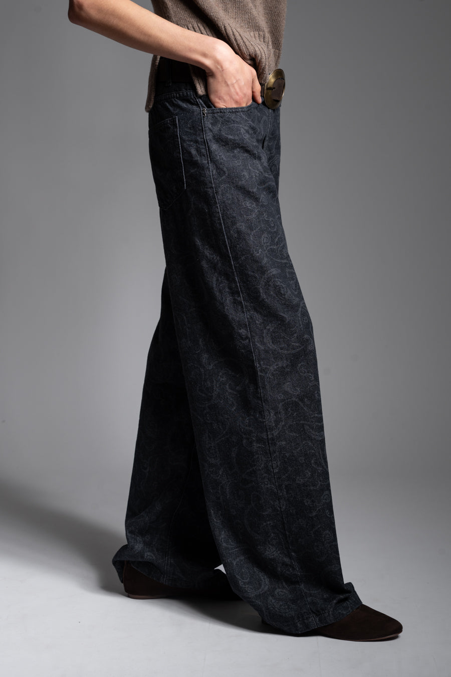 JEANS JOSEFA WIDE LEG TIRO BAJO PAISLEY marengo