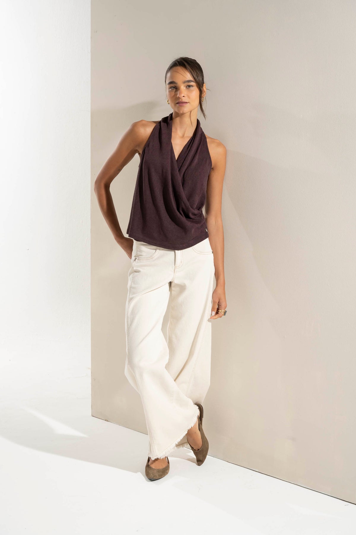 JEANS MUJER PALAZZO TIRO MEDIO ANNA crudo