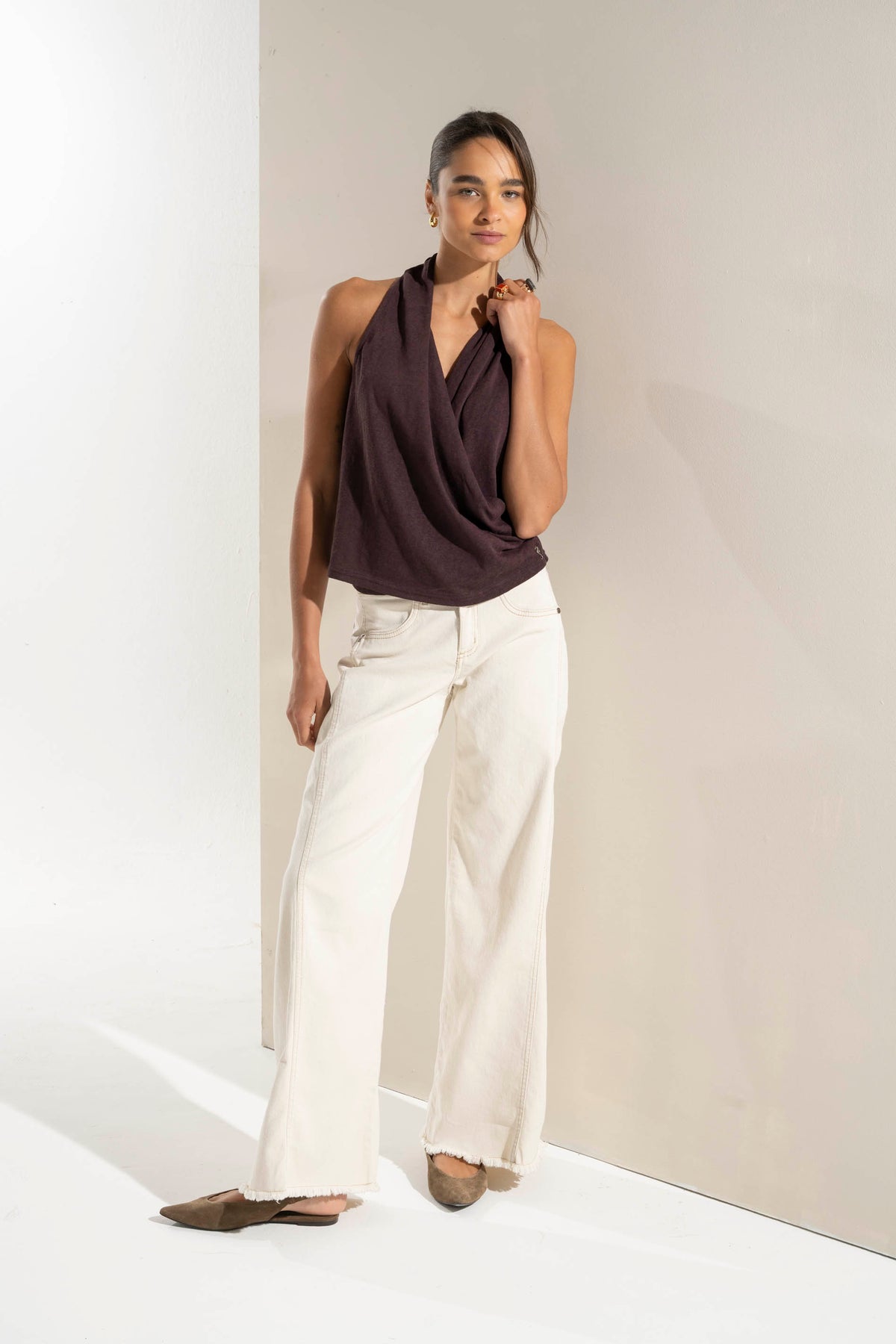JEANS MUJER PALAZZO TIRO MEDIO ANNA crudo