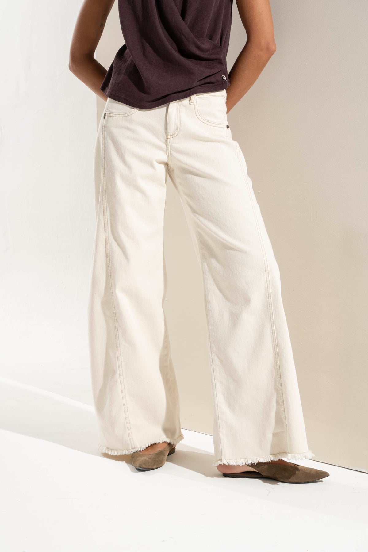 JEANS MUJER PALAZZO TIRO MEDIO ANNA crudo