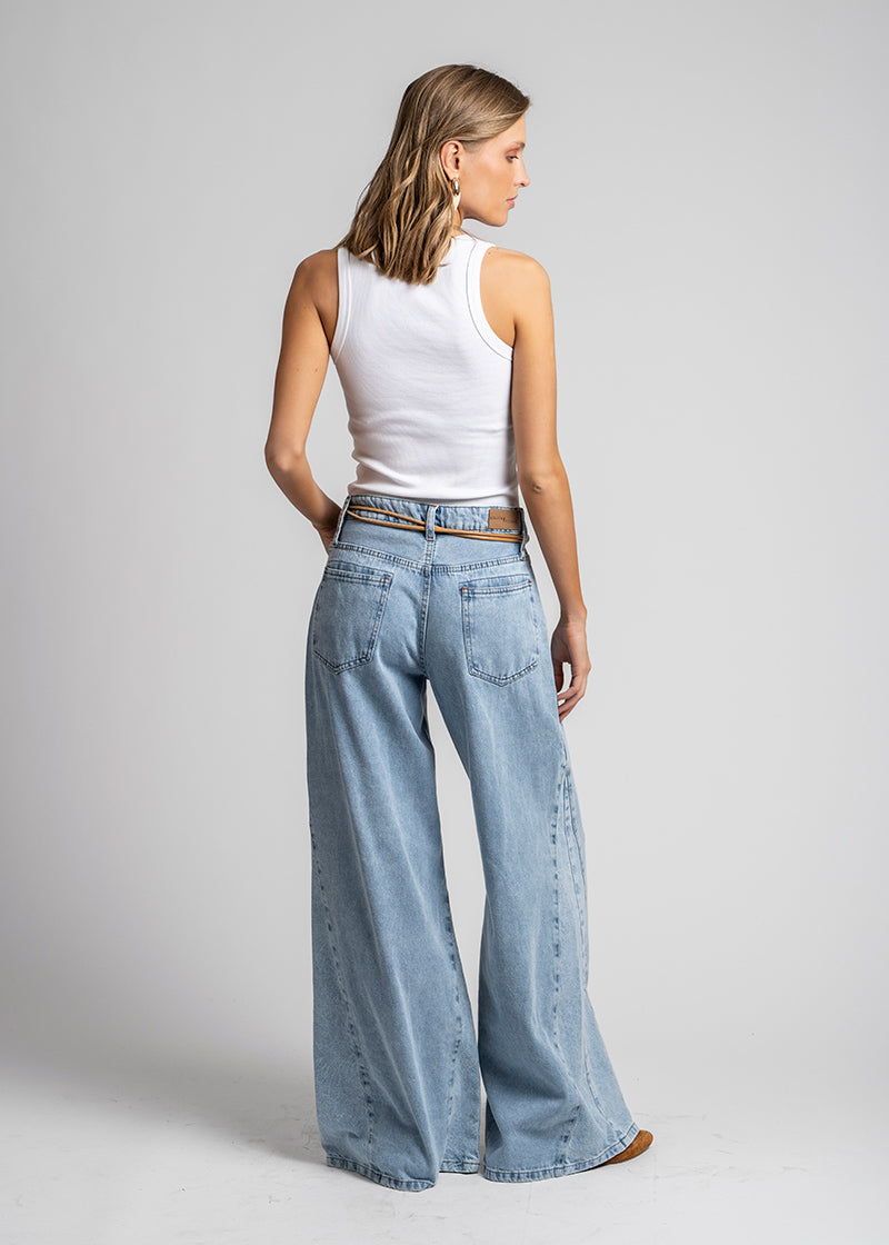 JEANS PALAZZO TIRO ALTO BERNARDA celeste