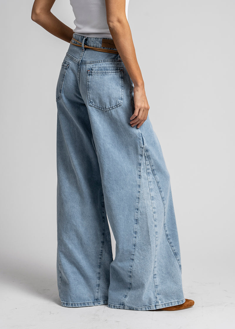 JEANS PALAZZO TIRO ALTO BERNARDA celeste