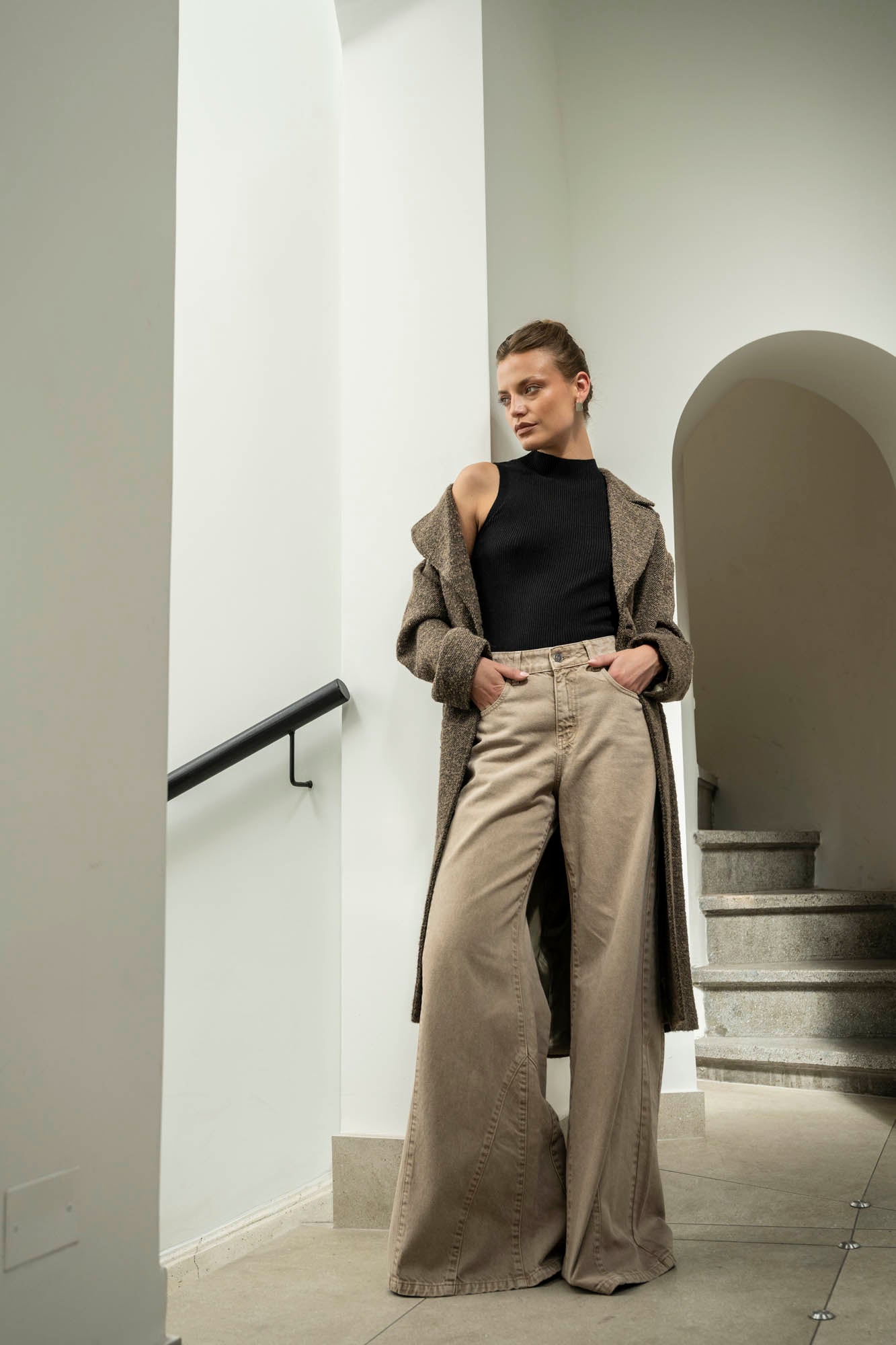 JEANS PALAZZO TIRO ALTO BERNARDA beige