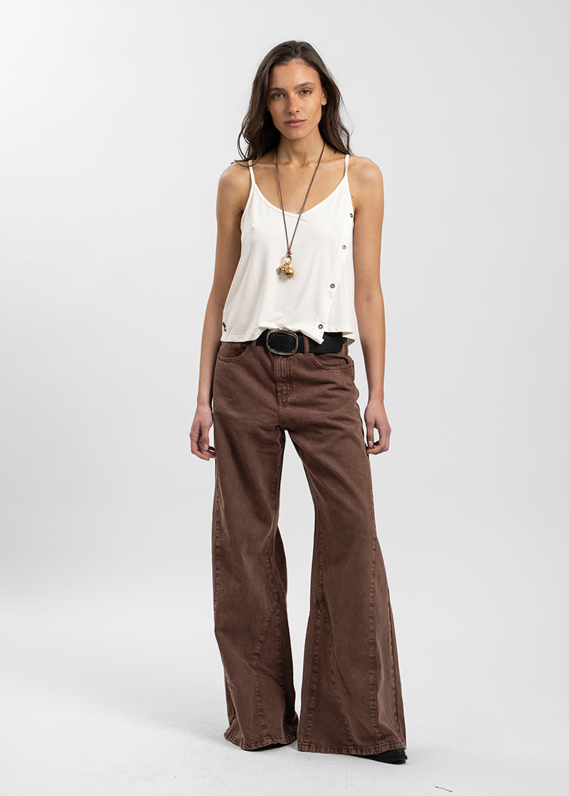 JEANS PALAZZO TIRO ALTO BERNARDA café