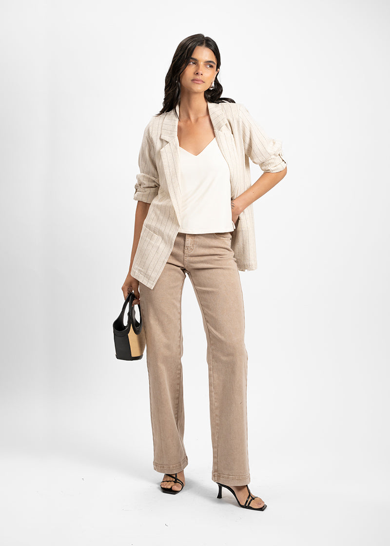 JEANS RECTO TIRO ALTO FRANCA beige