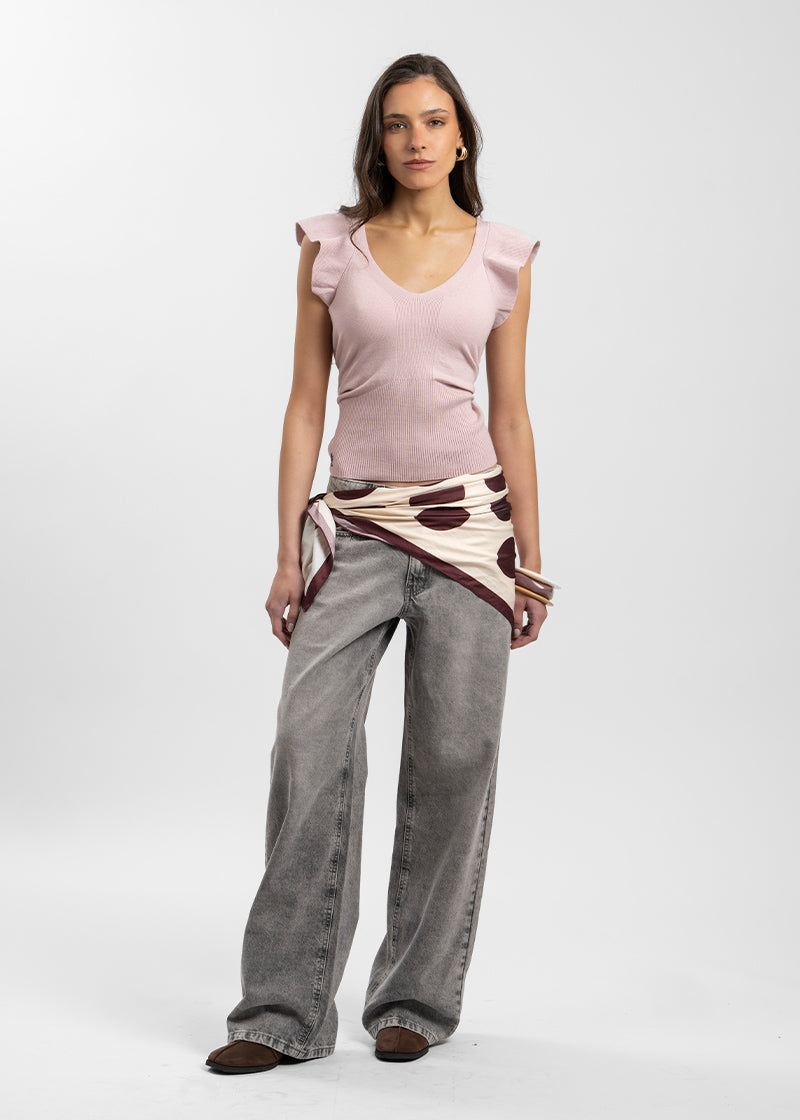 JEANS WIDE LEG TIRO MEDIO JAVIERA gris