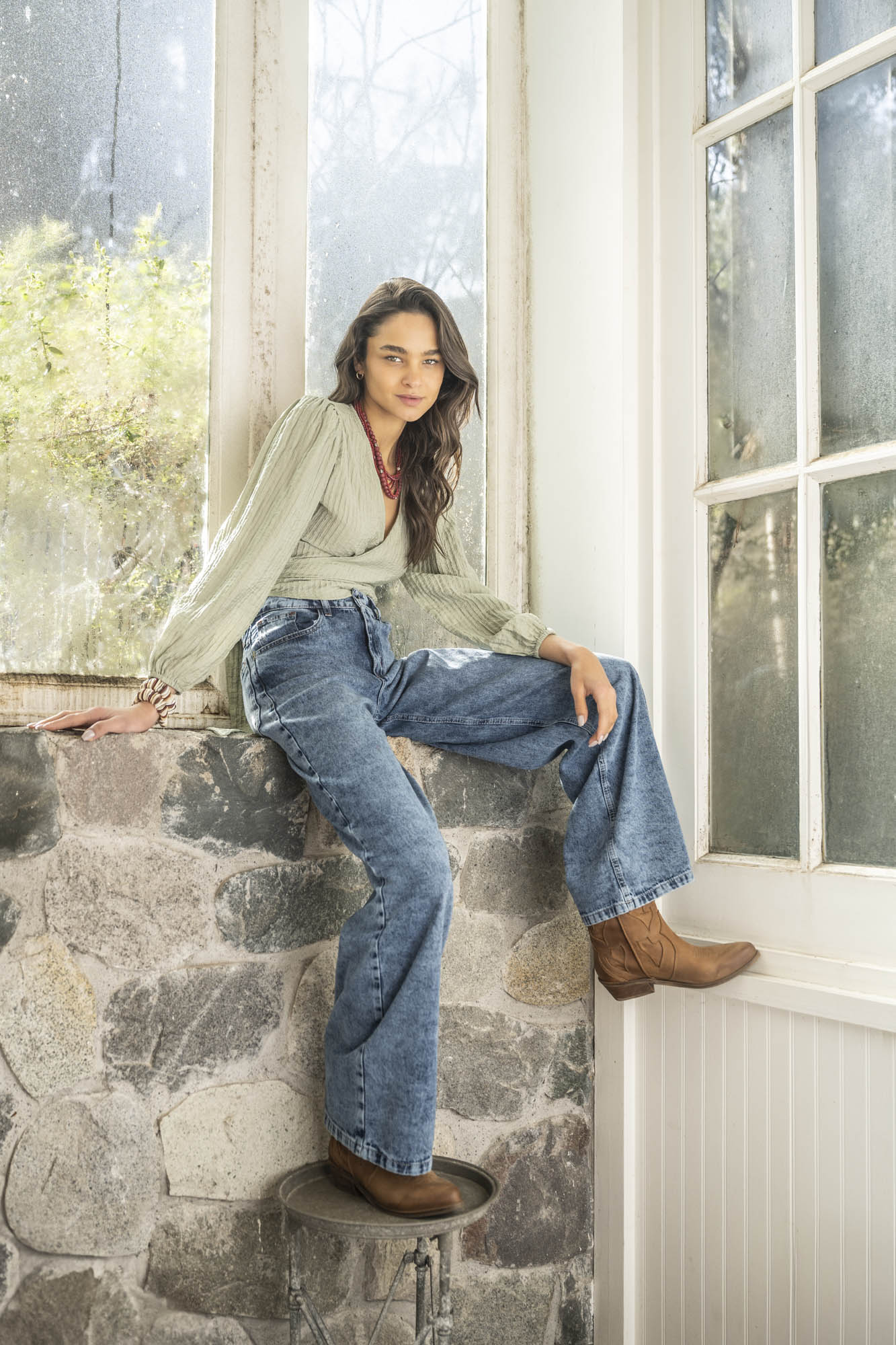 JEANS WIDE LEG TIRO ALTO JOSEFA azul