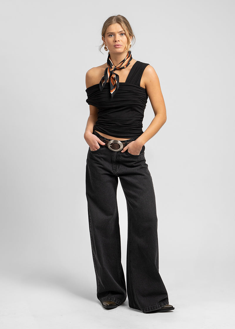 JEANS WIDE LEG TIRO ALTO JOSEFA negro
