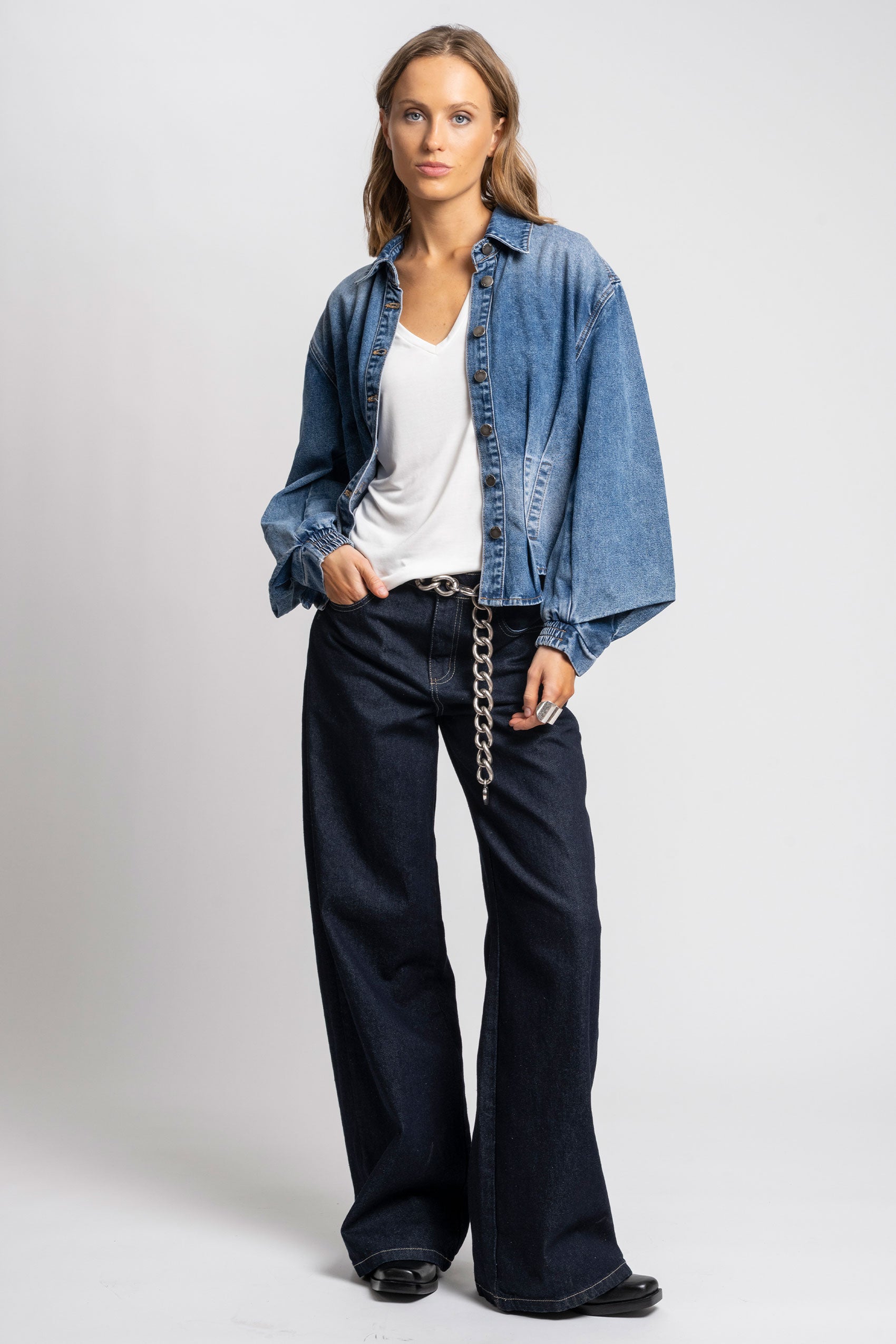 JEANS WIDE LEG TIRO ALTO JOSEFA azul R