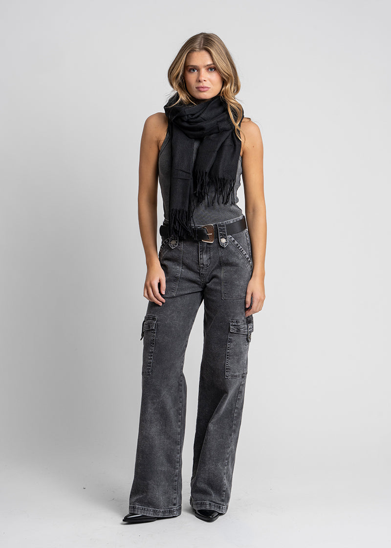 JEANS CARGO TIRO ALTO JUANA gris g