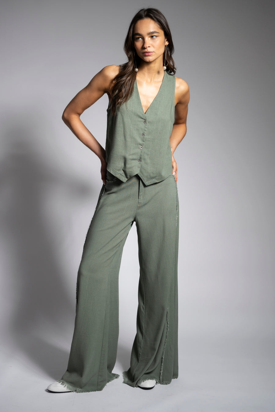 PANTALÓN ANNA FLECOS verde