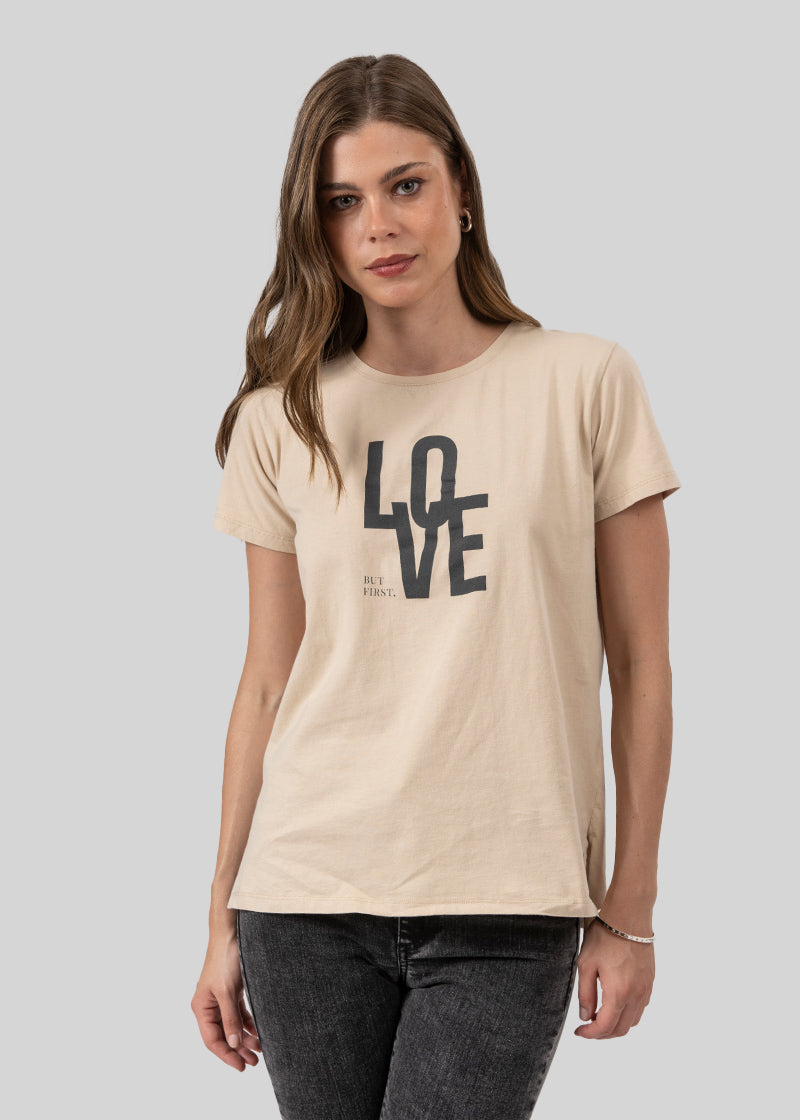 POLERA LOVE beige