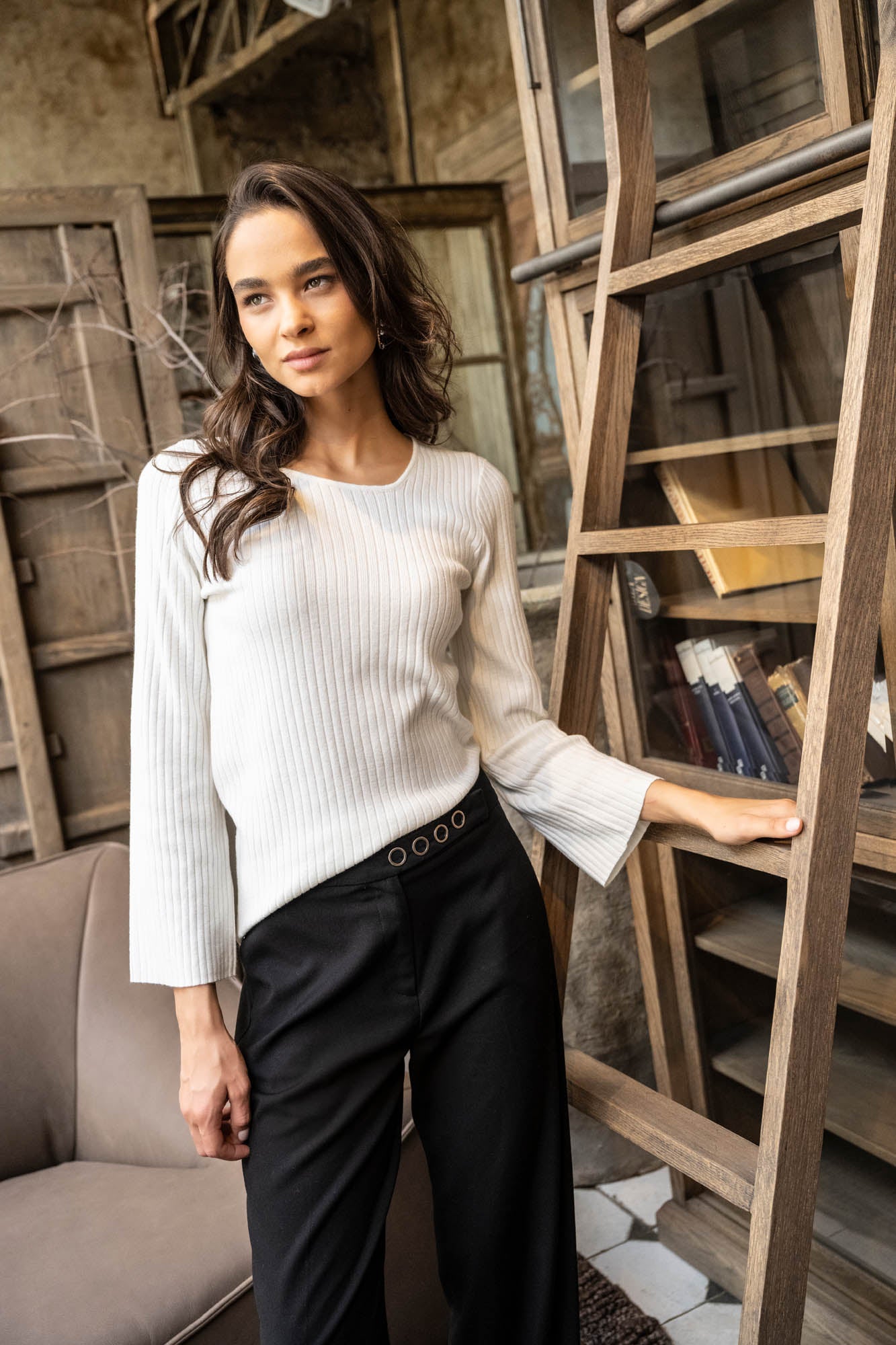 POLERA TEJIDA ALEXIA crudo