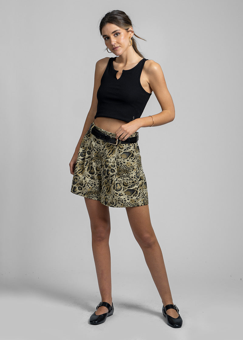 SHORT AMELIE animal print beige