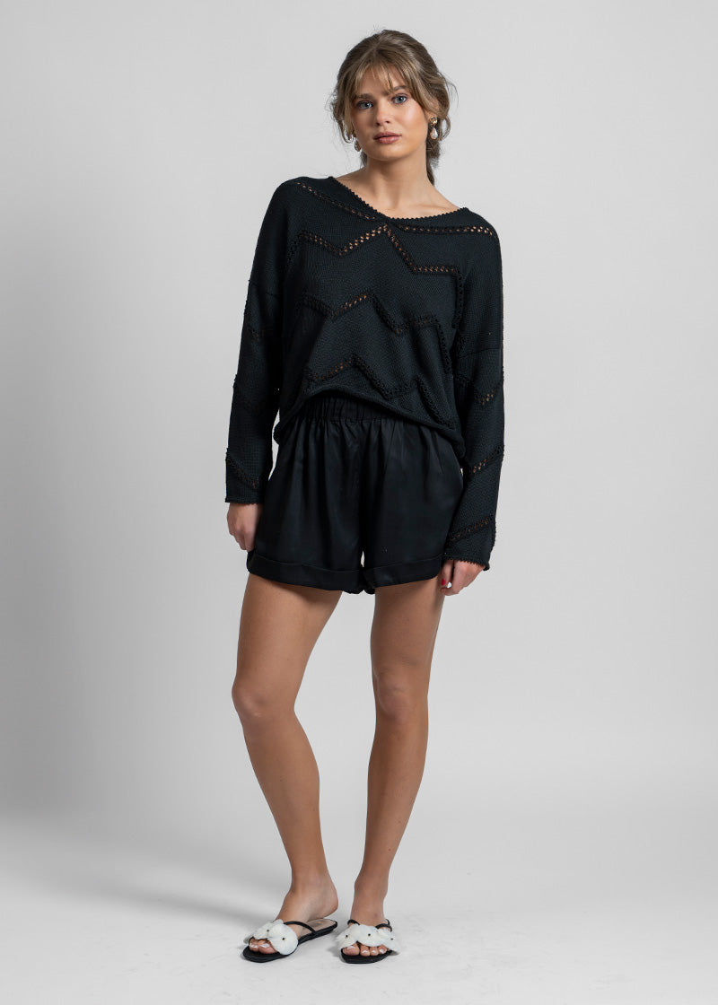 SHORT DIAN Lino negro