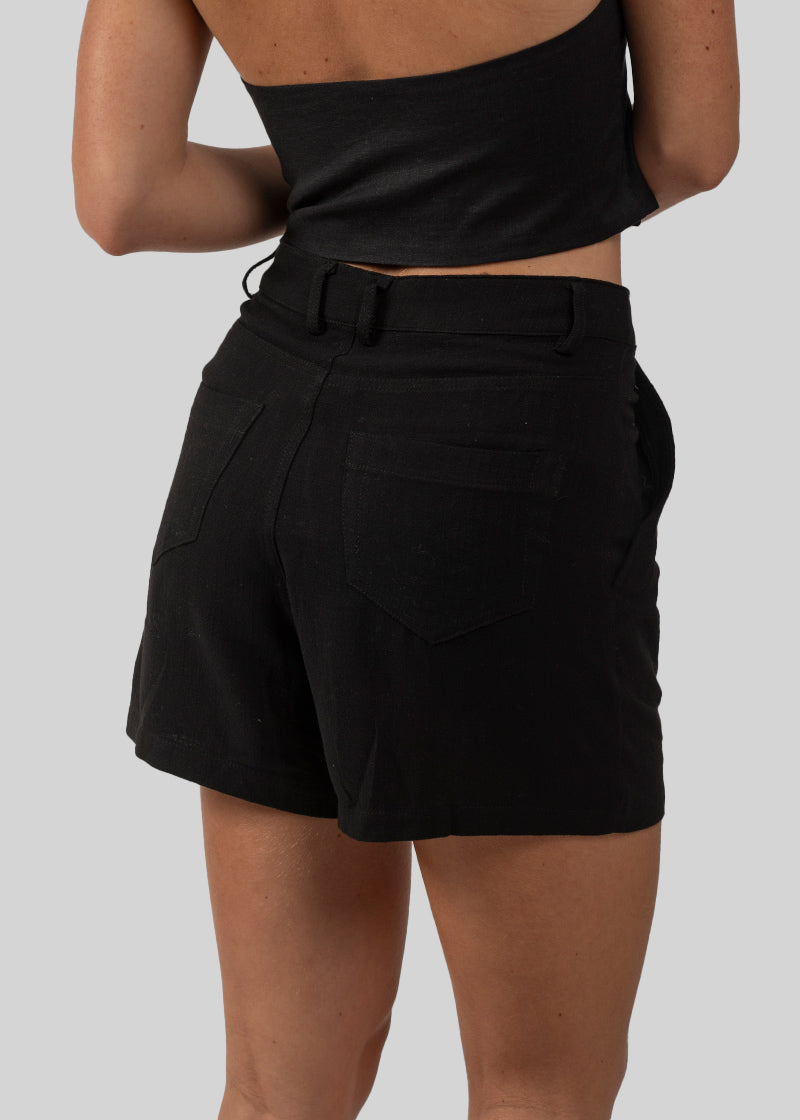 SHORT AROA Lino negro