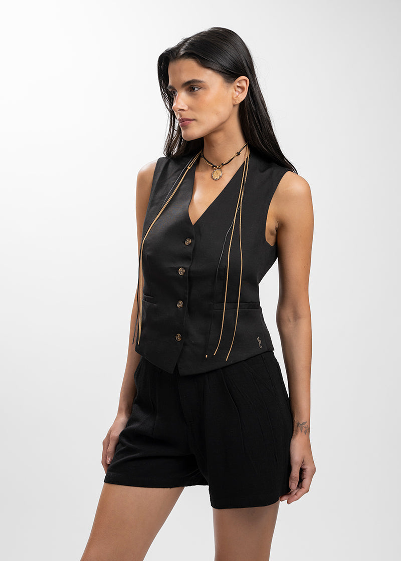 VEST AMANDA lino negro