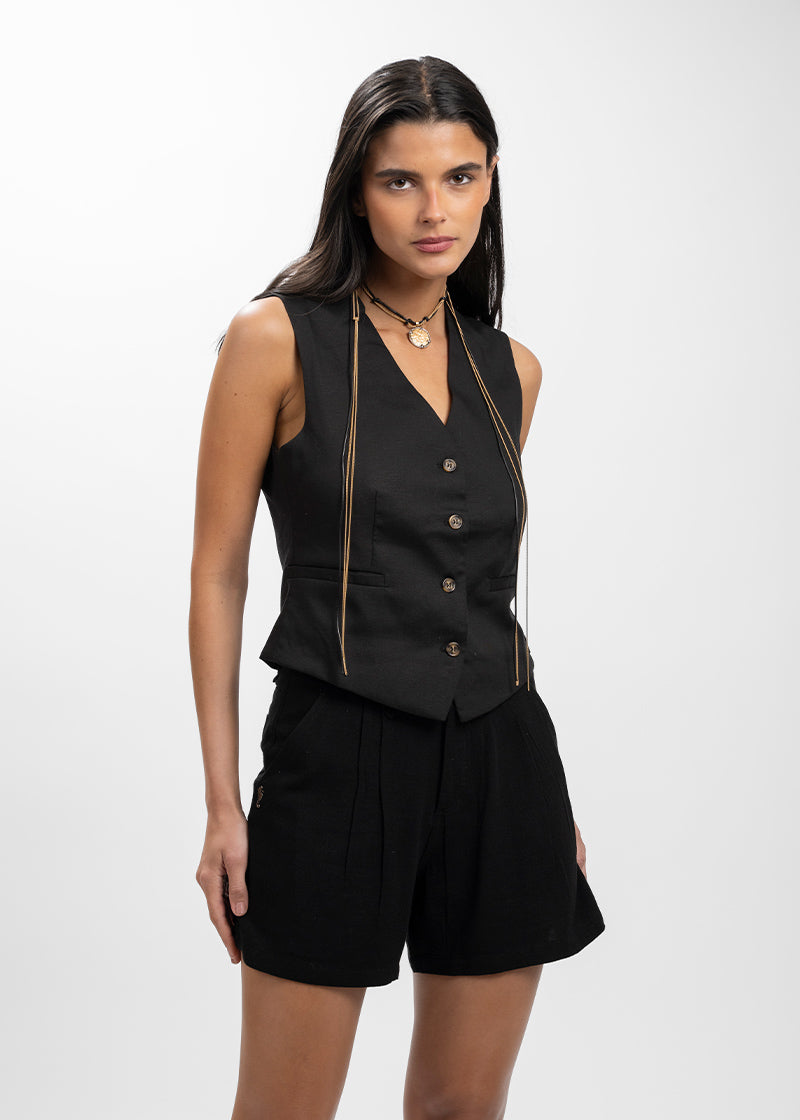 VEST AMANDA lino negro
