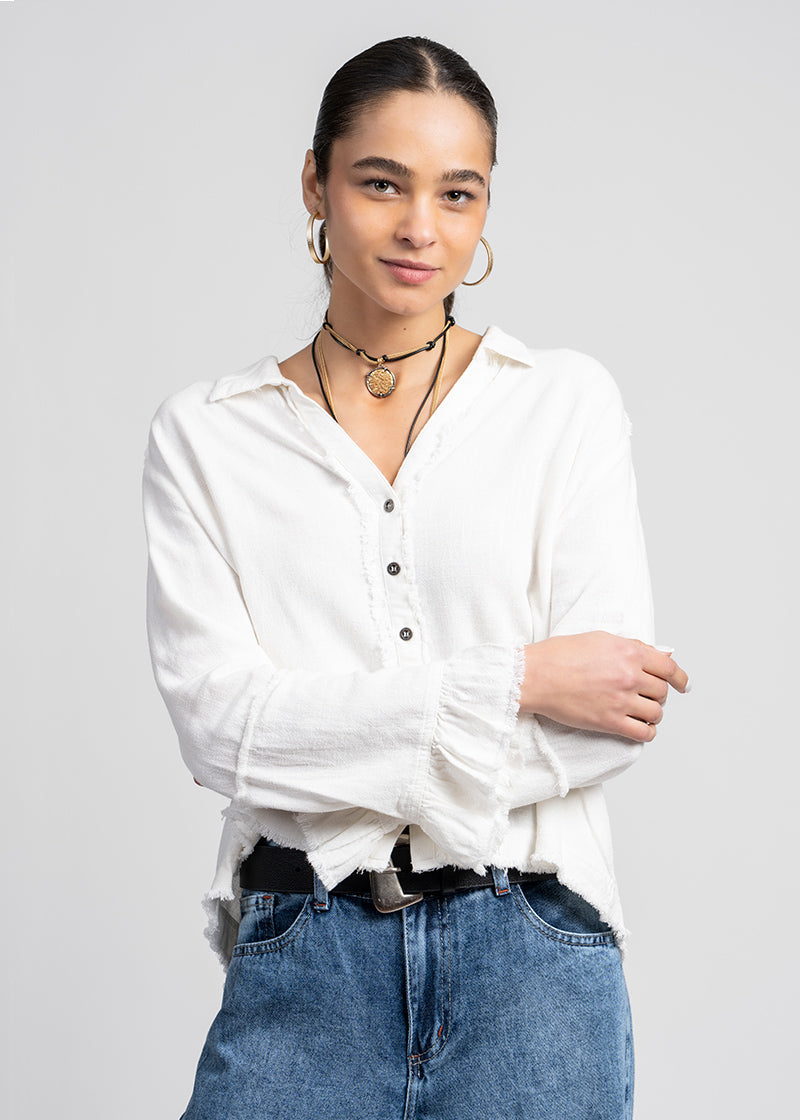 BLUSA SOLE Lino blanco