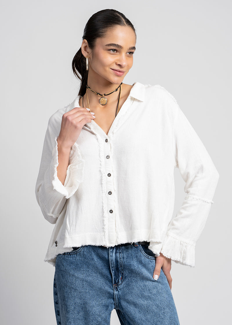 BLUSA SOLE Lino blanco