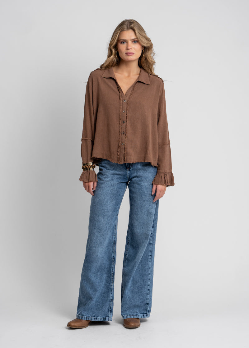 BLUSA SOLE Lino café