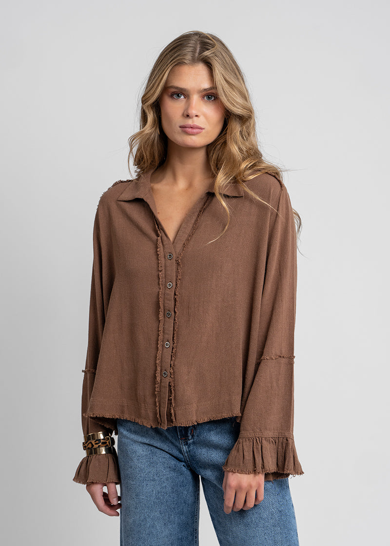 BLUSA SOLE Lino café