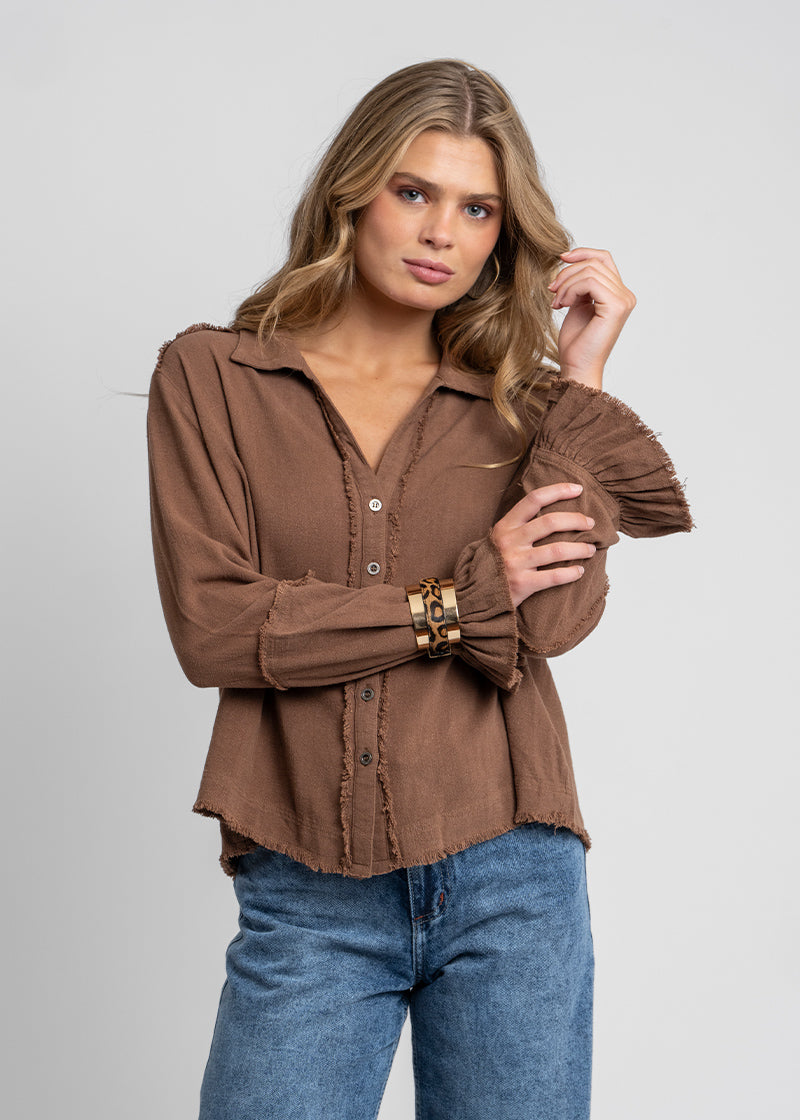 BLUSA SOLE Lino café