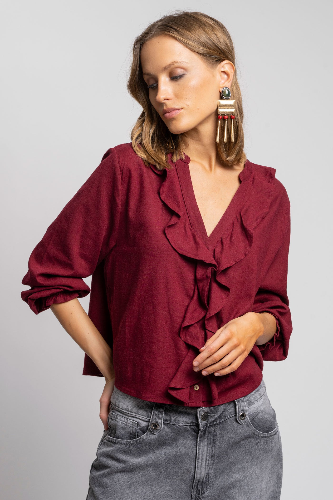 BLUSA ANTONIA burdeo