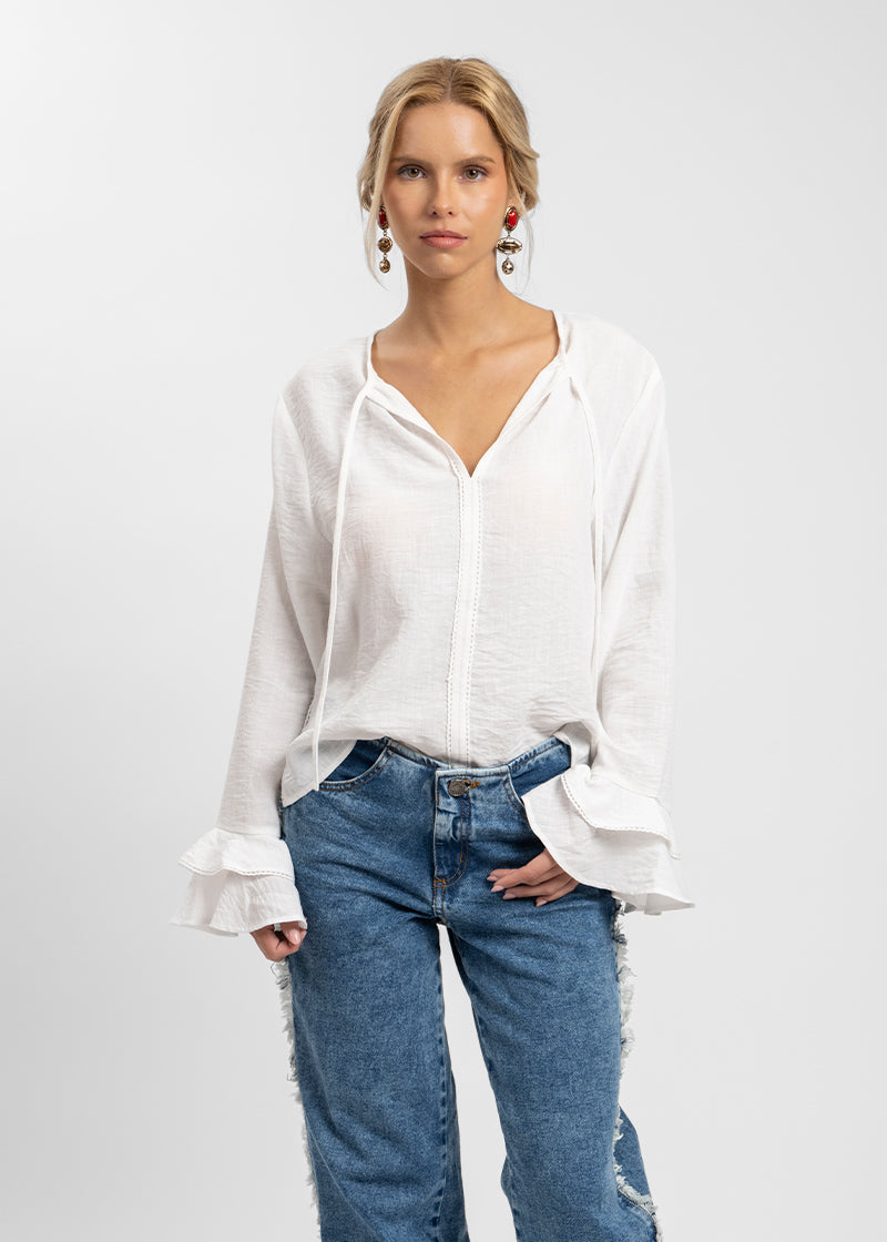 BLUSA FLOR blanco