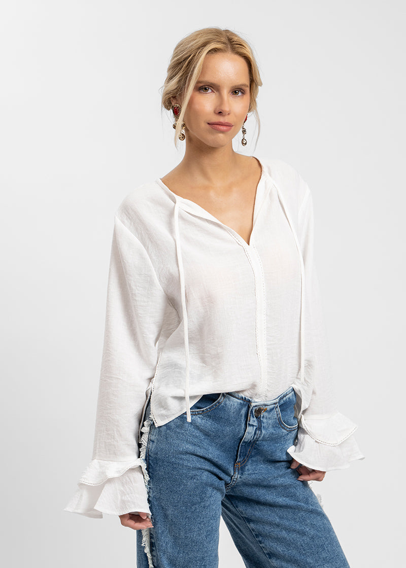 BLUSA FLOR blanco