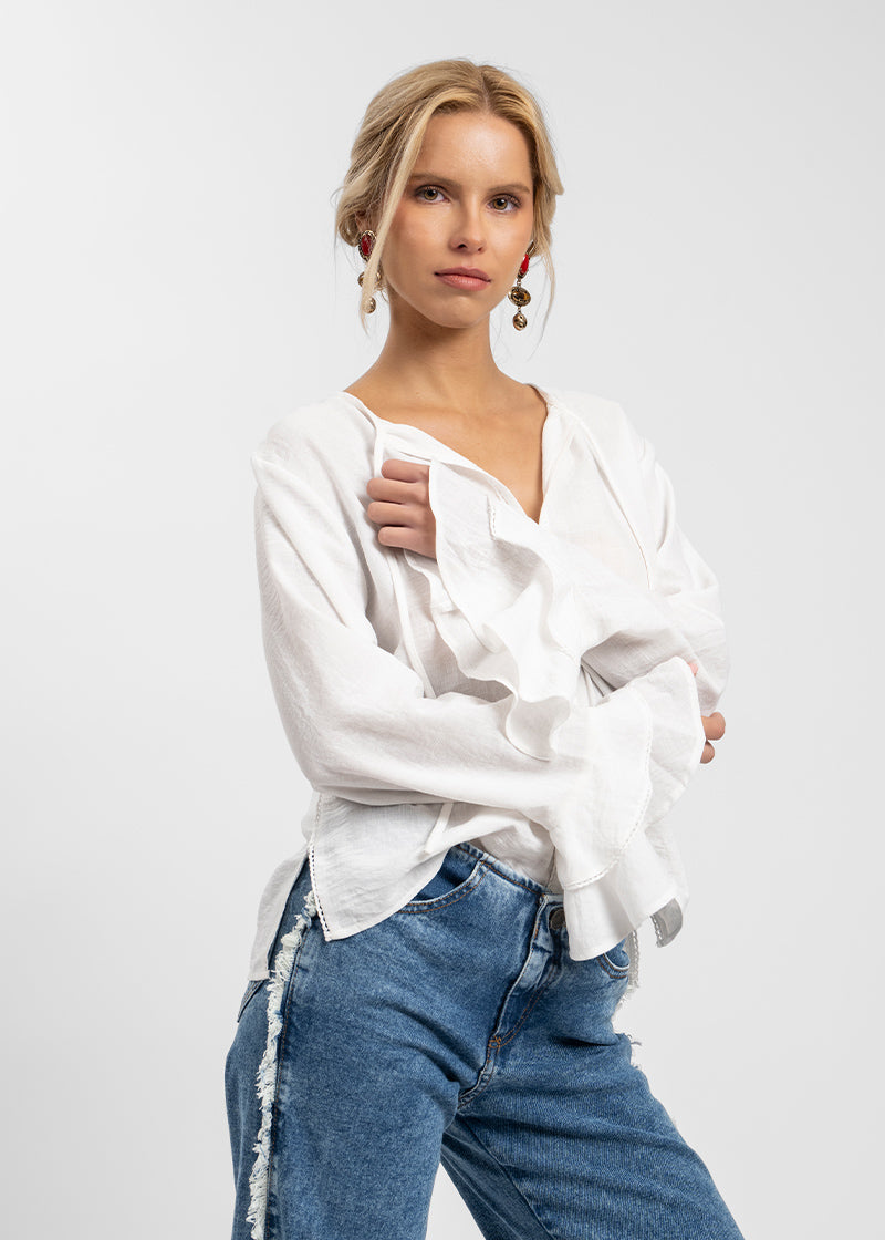 BLUSA FLOR blanco