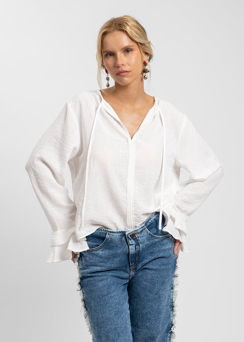 BLUSA FLOR blanco